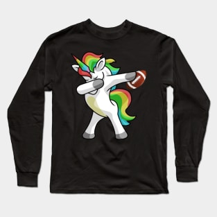 Dabbing Unicorn Football Funny Dancing Dab Gift Long Sleeve T-Shirt